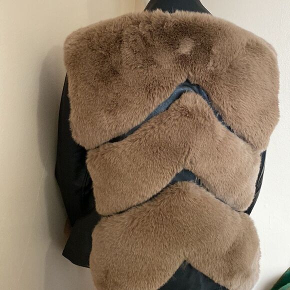 NWT Azalea Wang Faux Fur Leather Moto Jacket -Black & Brown - Size 1X - Picture 15 of 16